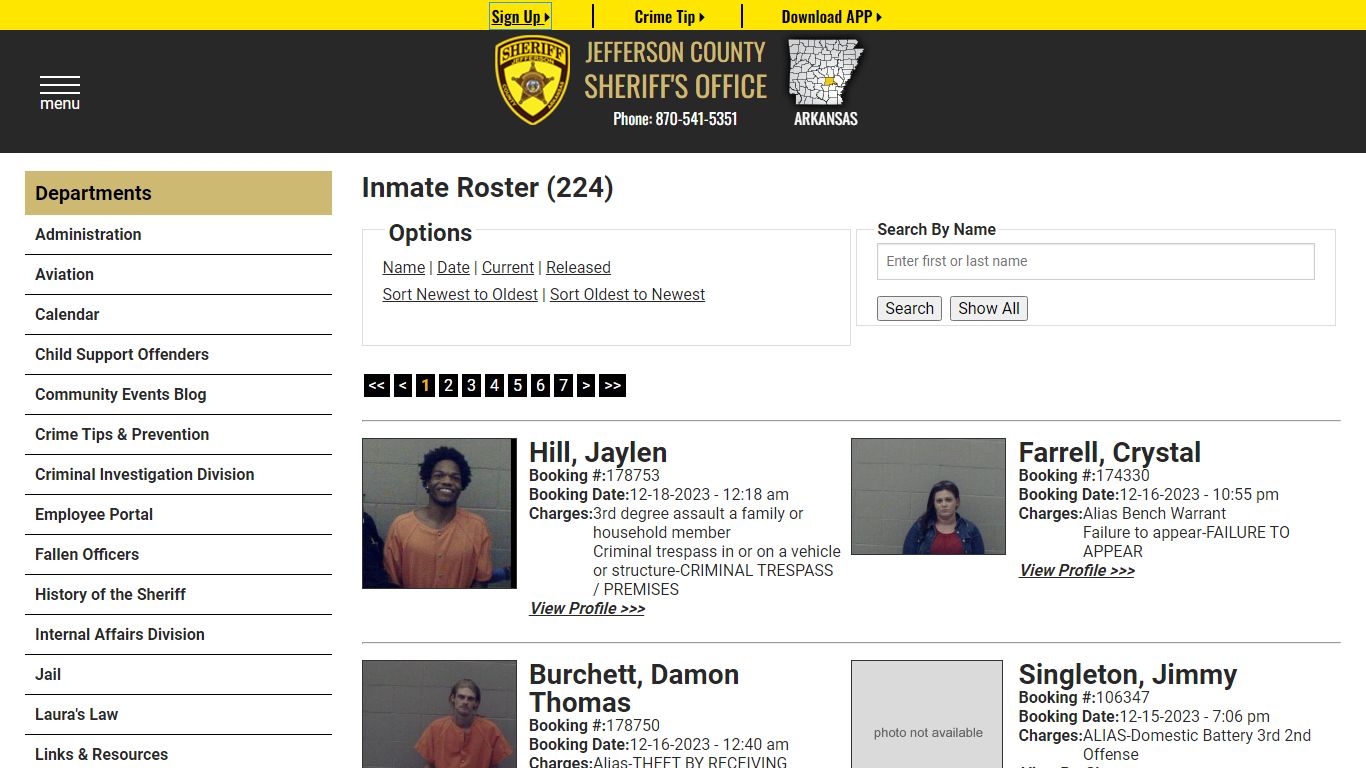 Current Inmates Booking Date Descending - Jefferson County Sheriff AR