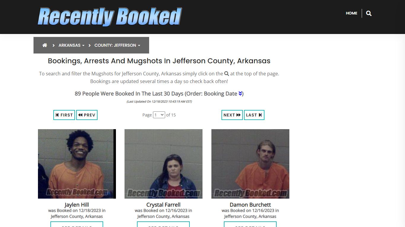 Bookings, Arrests and Mugshots in Jefferson County, Arkansas